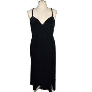 Victoria's Secret Black Sleeveless Velvet Long Bedroom Dress Slip SZ Medium 90s